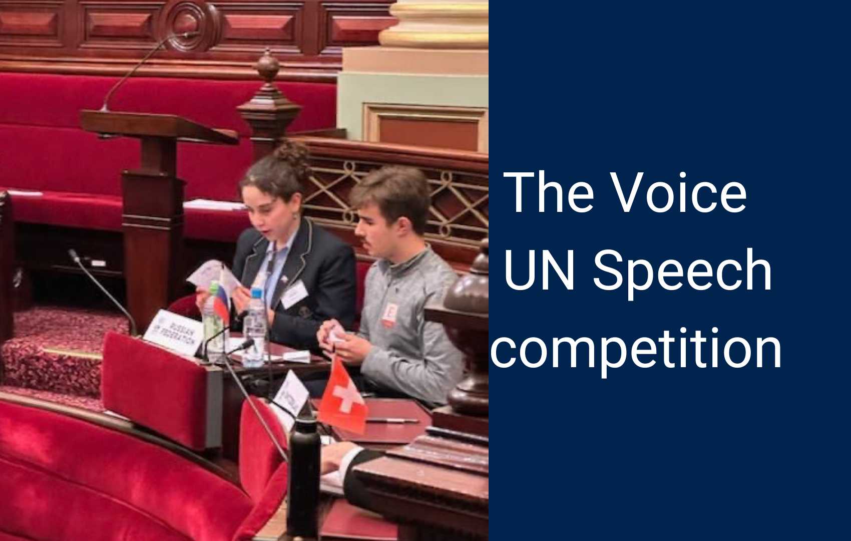 Year 10 student is a the Victorian state Parliament participating in the UN Speech competition.