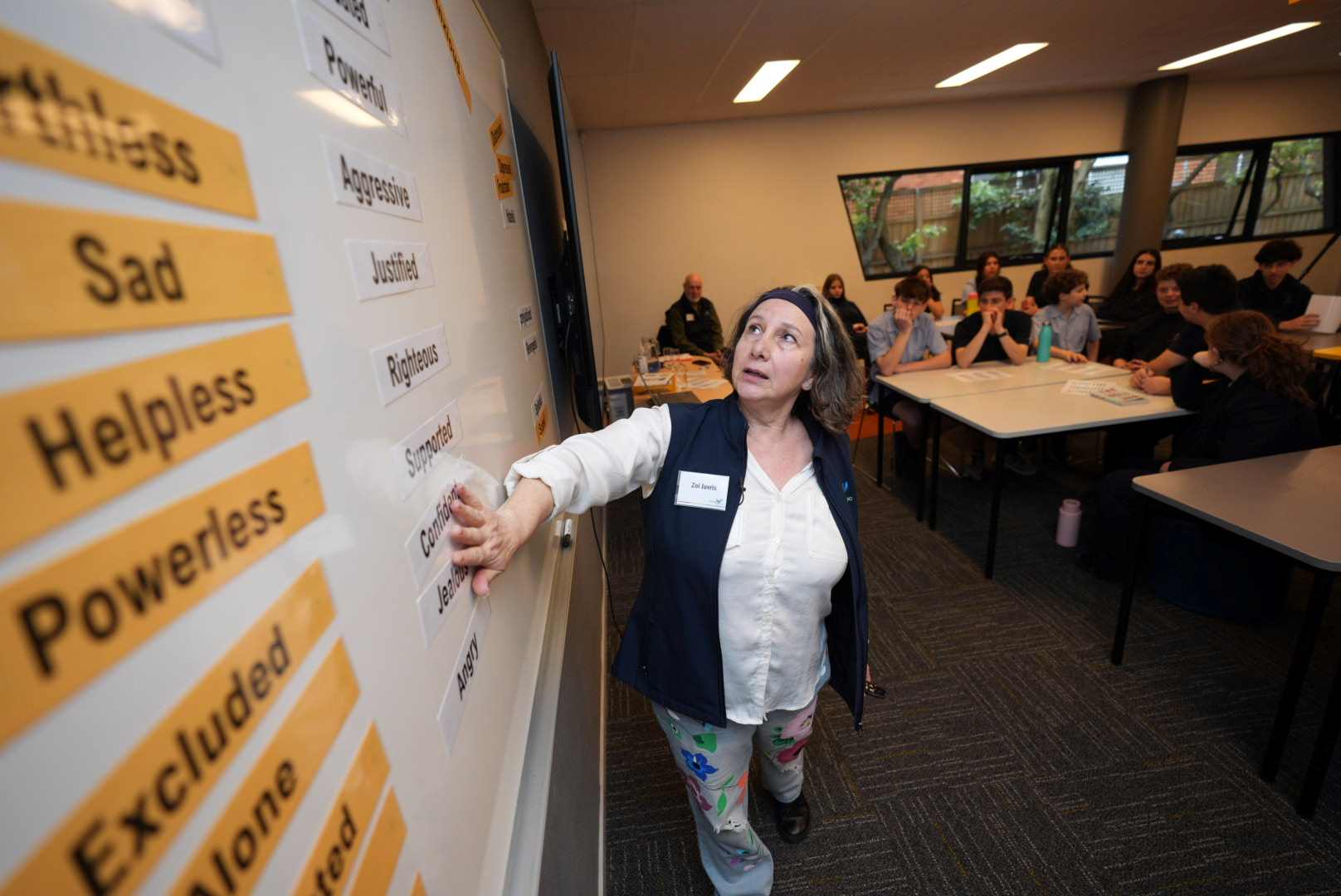 Year 10 students are listening to a representative from Courage to Care who is teaching them about being Upstanders instead of Bystanders.