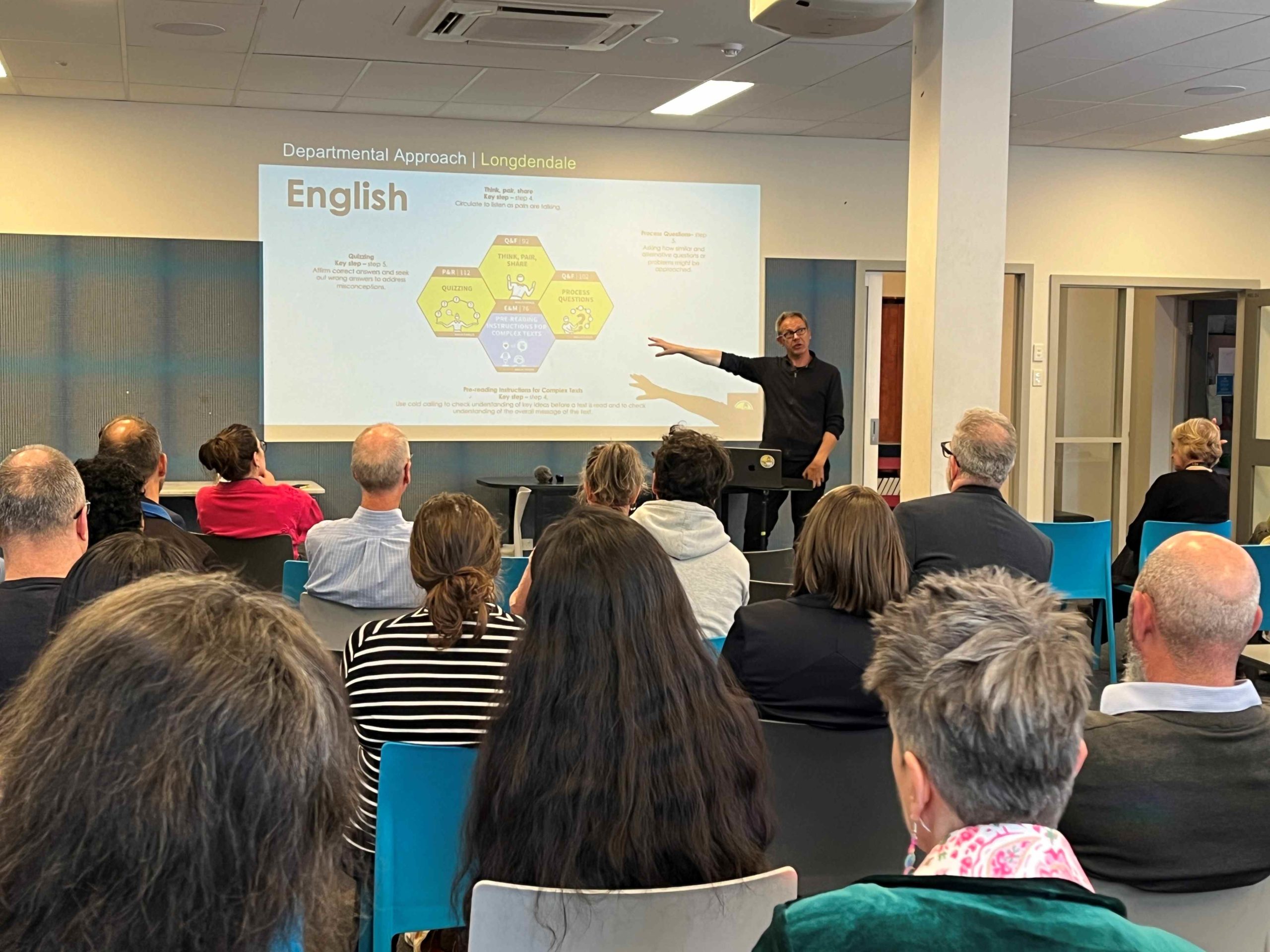 Education expert Tom Sherrington is presenting to Magid Campus staff on WalkThrus.