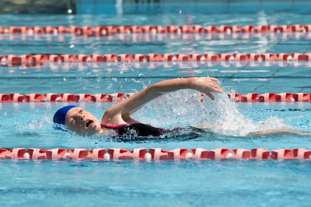 A student is in the pool at the Inter-house Swimming Gala 2025.