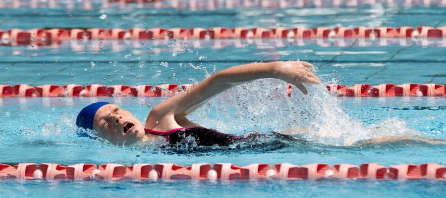 A student is in the pool at the Inter-house Swimming Gala 2025.